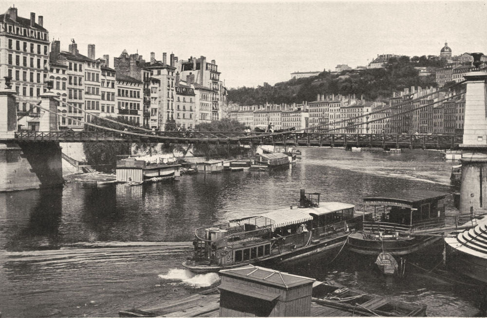 RHÔNE. Lyon- Quais de la Saône 1903 old antique vintage print picture